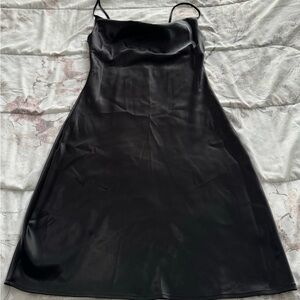 Threads & States black satin spaghetti straps cowl neck slip dress, size S party